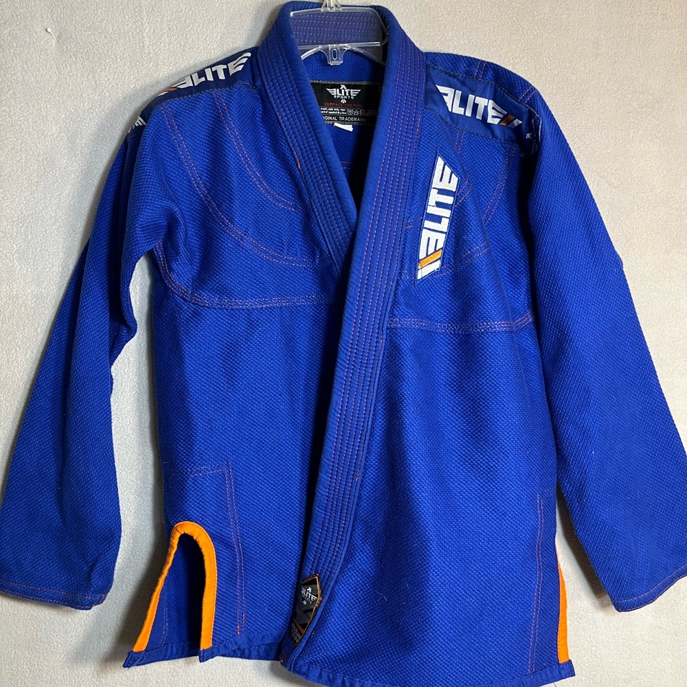 Elite Blue Jiu Jitsu Gi with Orange Accents